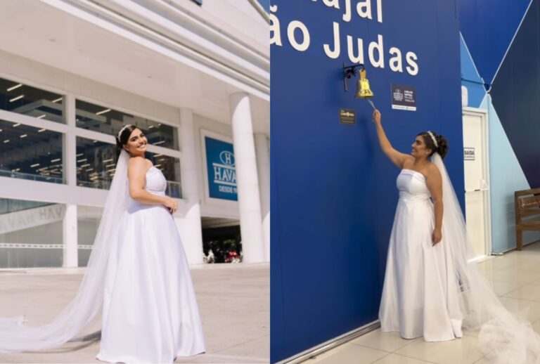 Noiva tirando foto na Havan antes do casamento