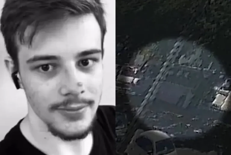 Montagem que mostra Gustavo Maciel Teixeira e ônibus após atropelamento