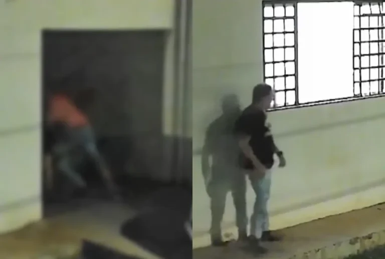 Montagem com imagens de segurança do dia que o homem invadiu a casa da ex e apanhou em Apucarana