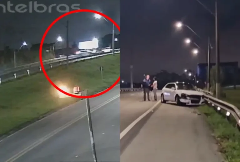 Montagem acidente BR-277: uma Audi C3 bateu em uma motocicleta, imagens do acidente