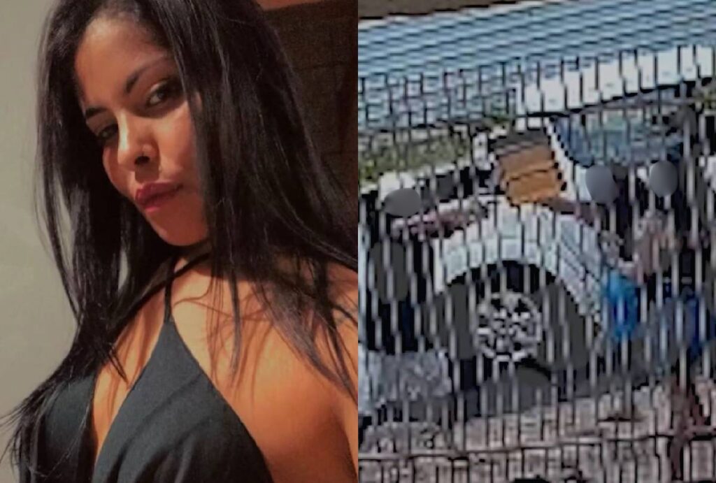 Montagem que mostra Miriane Carolina do Carmo e print de câmera de segurança