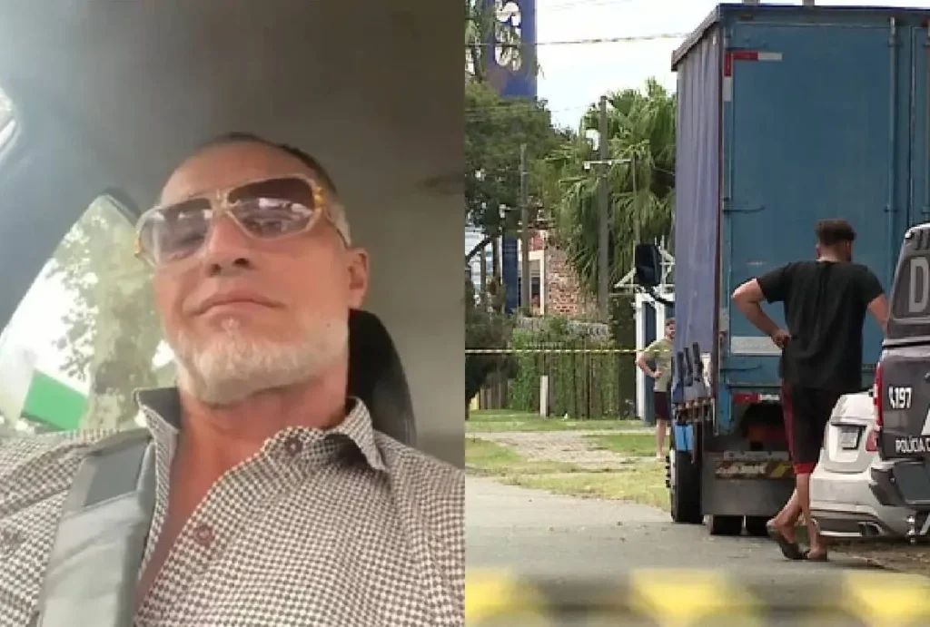 Montagem que mostra Paulo César Chagas e local do crime