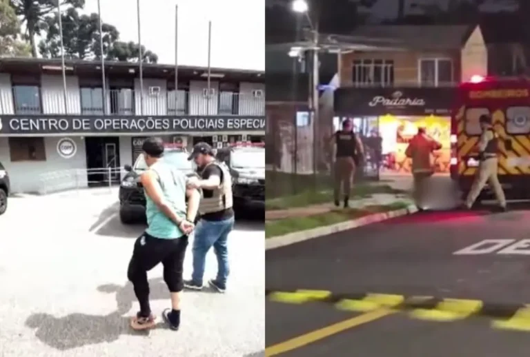 imagens do suspeito de matar homem em frente a padaria preso e imagem do dia do crime