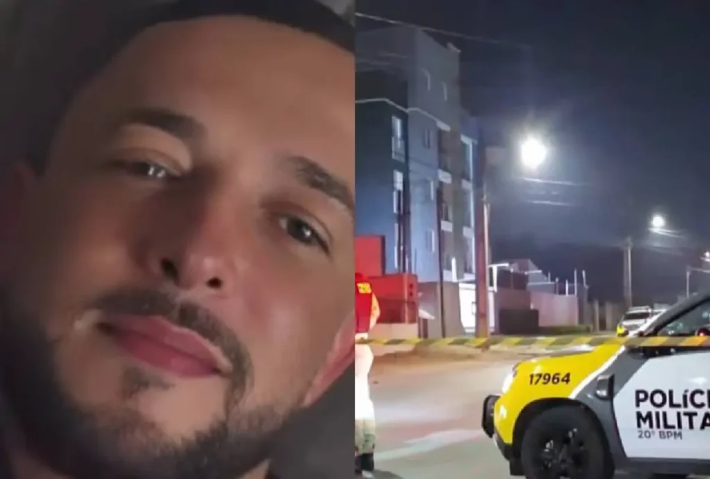 Montagem que mostra Robson Carvalho Esteves de Farias e local do crime