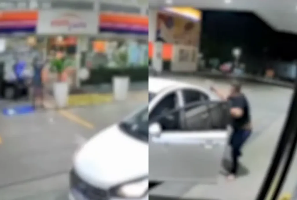 imagens câmeras de segurança posto cic tendo tiroteio curitiba