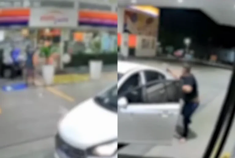 imagens câmeras de segurança posto cic tendo tiroteio curitiba