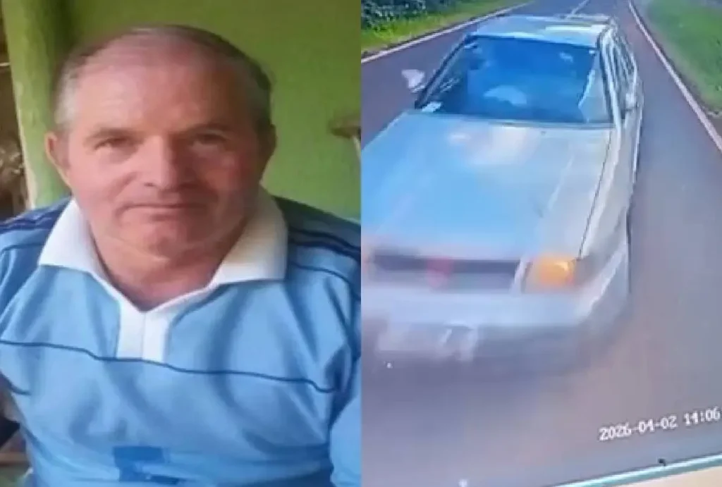 Montagem que mostra Vanderelei Gomes e print da câmera do caminhão