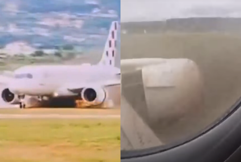 avião sai da pista