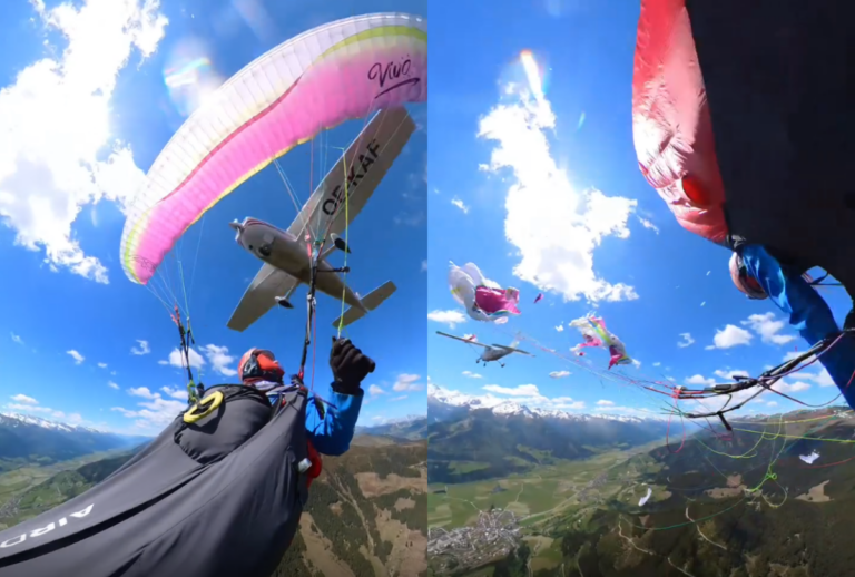 parapente atingido avião