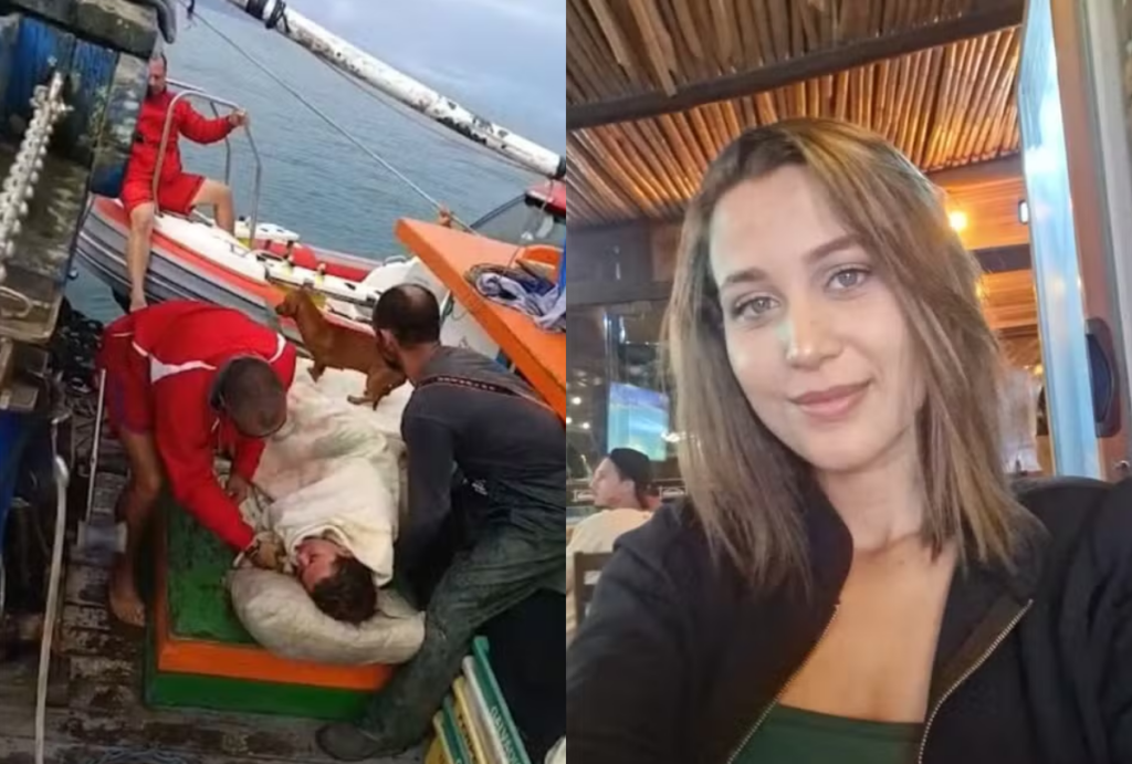 mulher resgatada à deriva