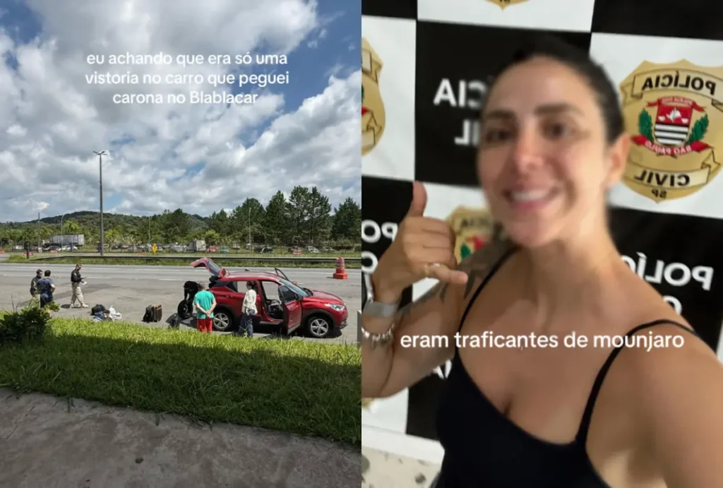 Prints de fotos de um post no Tiktok, no qual a moça conta o apuro que viveu