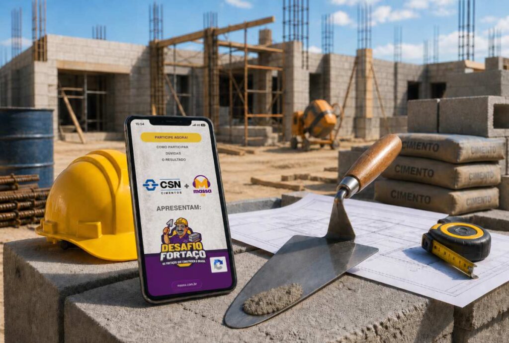 Canteiro de obras com um celular no desafio fortaços