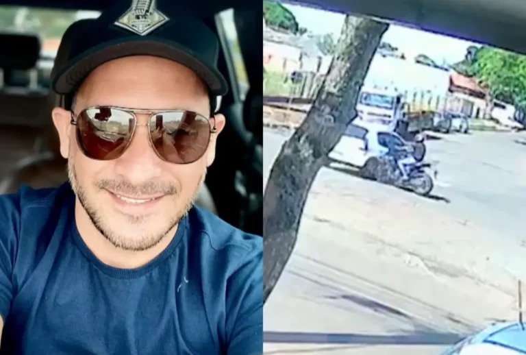 Montagem com foto de Alex Barbosa e acidente em teste drive na moto