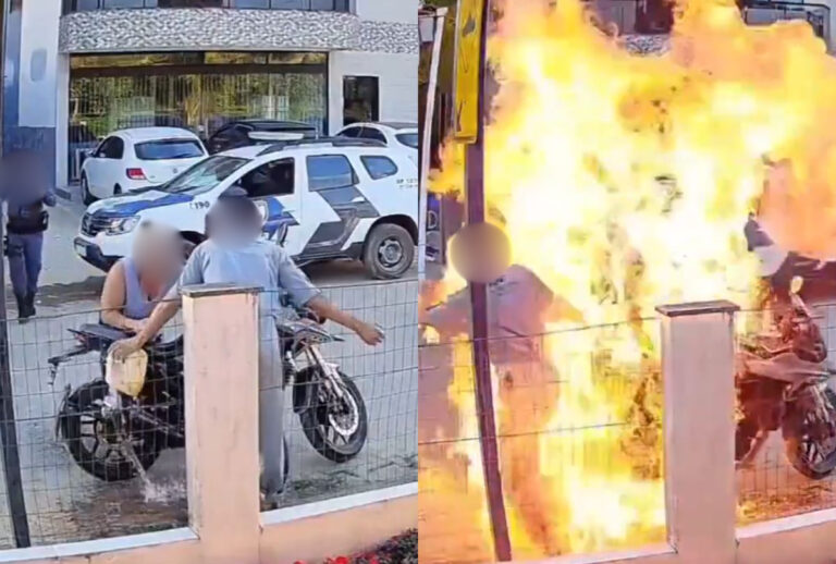 Homem ateou fogo na moto
