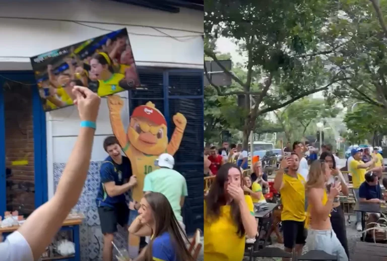 Bar no Rio de Janeiro onde um cliente pegou um totem no canarinho e derrubou uma tv
