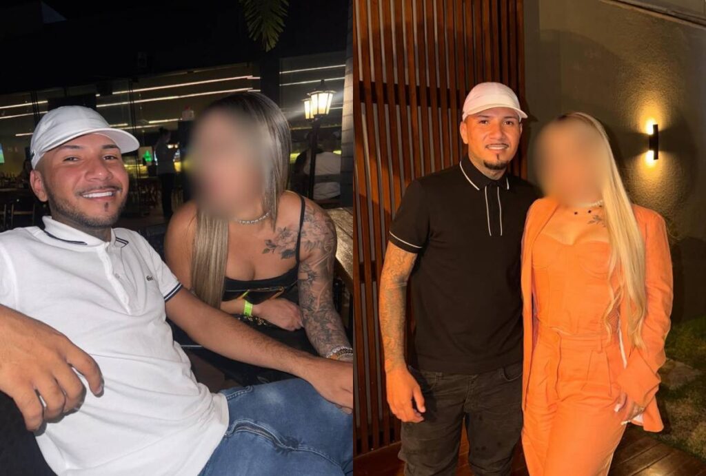 Montagem com fotos de João Bosco Cabral com a namorada influenciadora