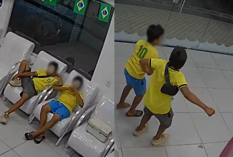 Câmera de segurança da lavanderia no Ceará onde os irmãos assistiram o jogo da seleção