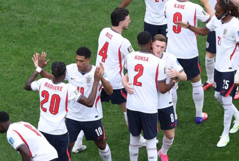 Inglaterra comemora gol na Copa do Mundo