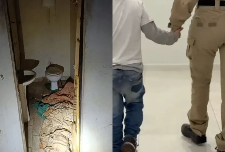 Menino de 9 anos sendo resgatado pela PM no Paraná