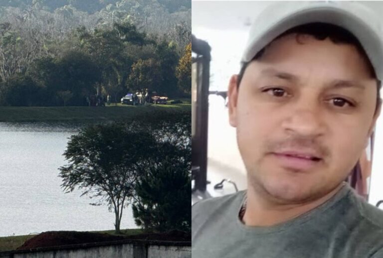 Montagem com foto do local onde os pescadores morreram