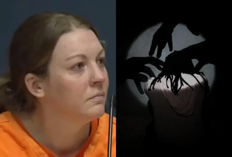 Professora sendo presa após caso de incesto com filhos adotivos