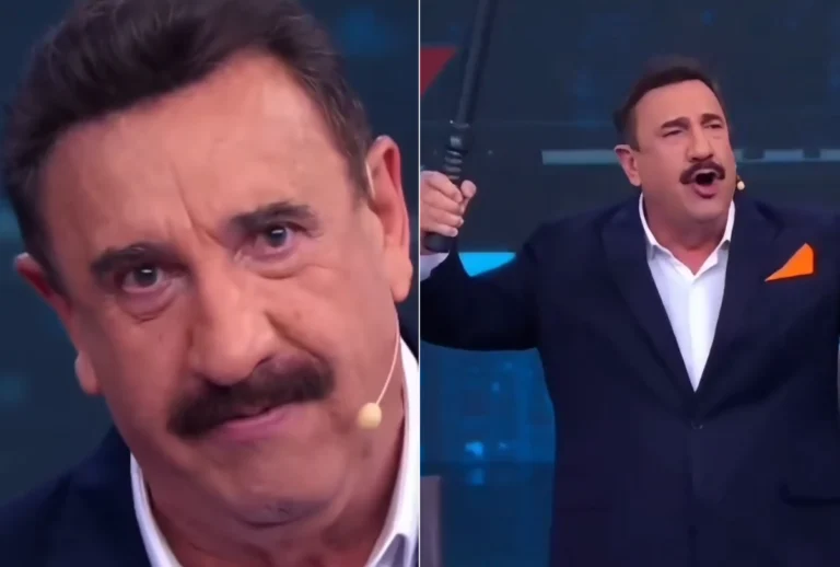 Ratinho em seu programa, criticando a falta de segurança no Brasil.