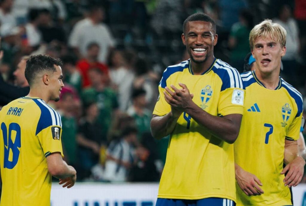 Jogadores da Suécia celebram vitória na Copa do Mundo