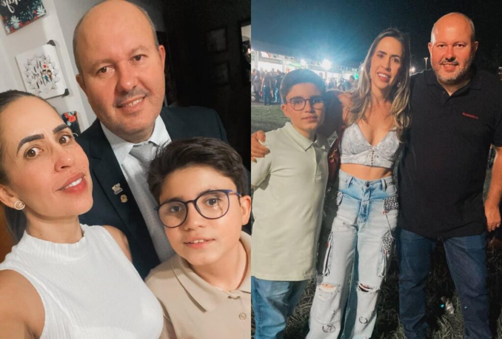 Montagem com fotos do vereador Shaylon Rodrigo Ribeiro e da família