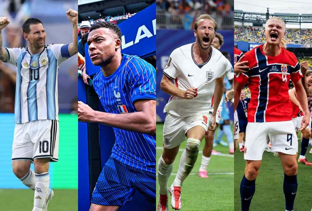 Montagem com fotos dos artilheiros da Copa do Mundo