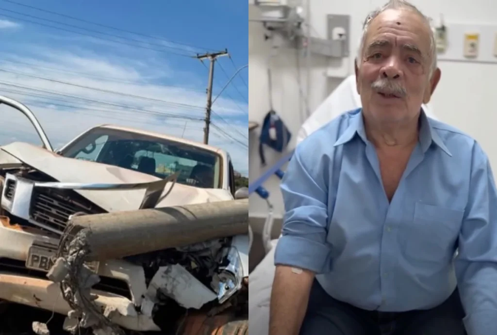Caminhote no cantor Zé Mulato que sofreu o acidente, e ele no hospital.