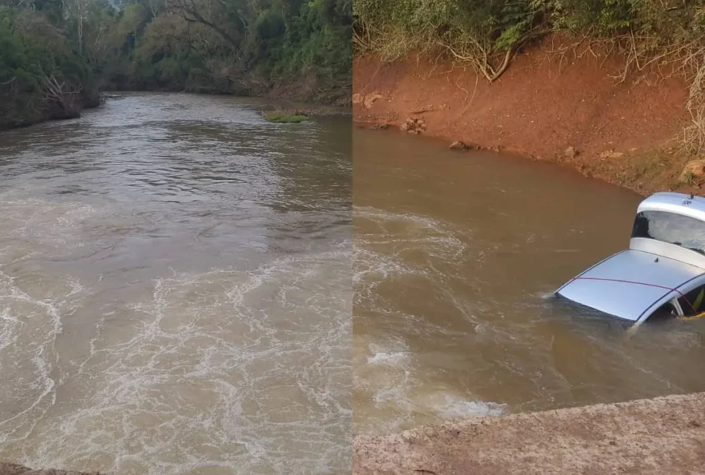 Carro cai em rio no Paraná