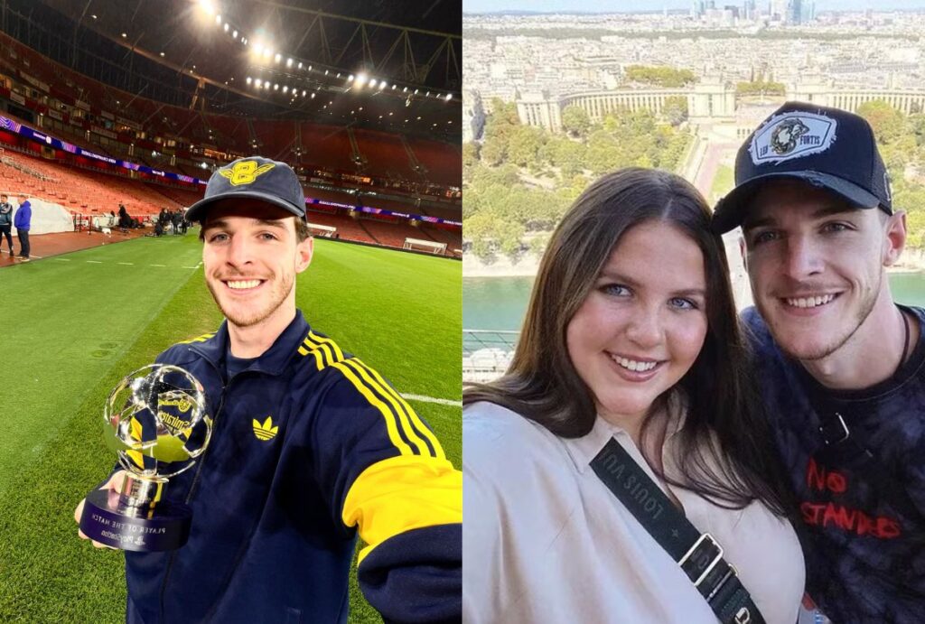 Declan Rice e sua esposa Lauren Fryer