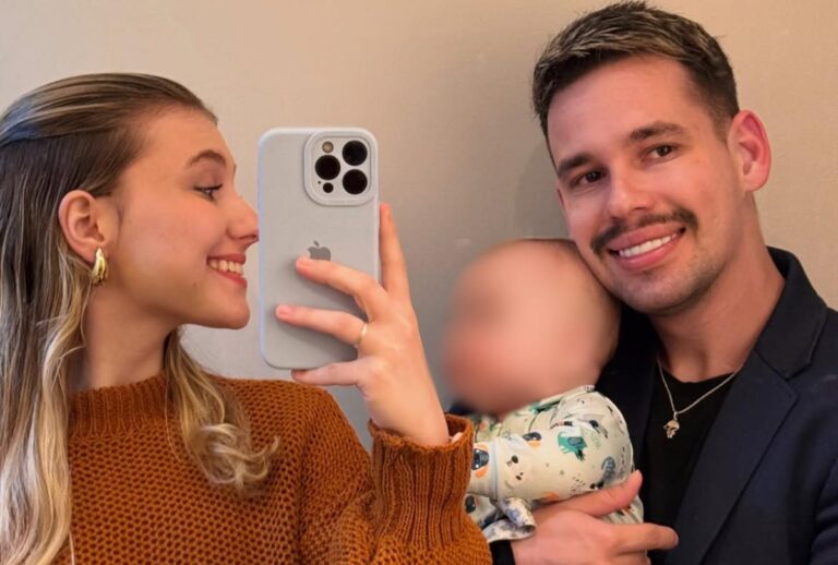 Isabel Veloso com o filho e Lucas Borbas