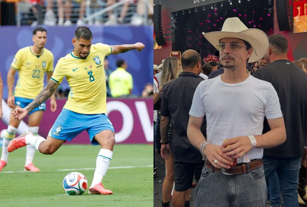 Montagem com foto de Bruno Guimarães e Kaio Scaloni