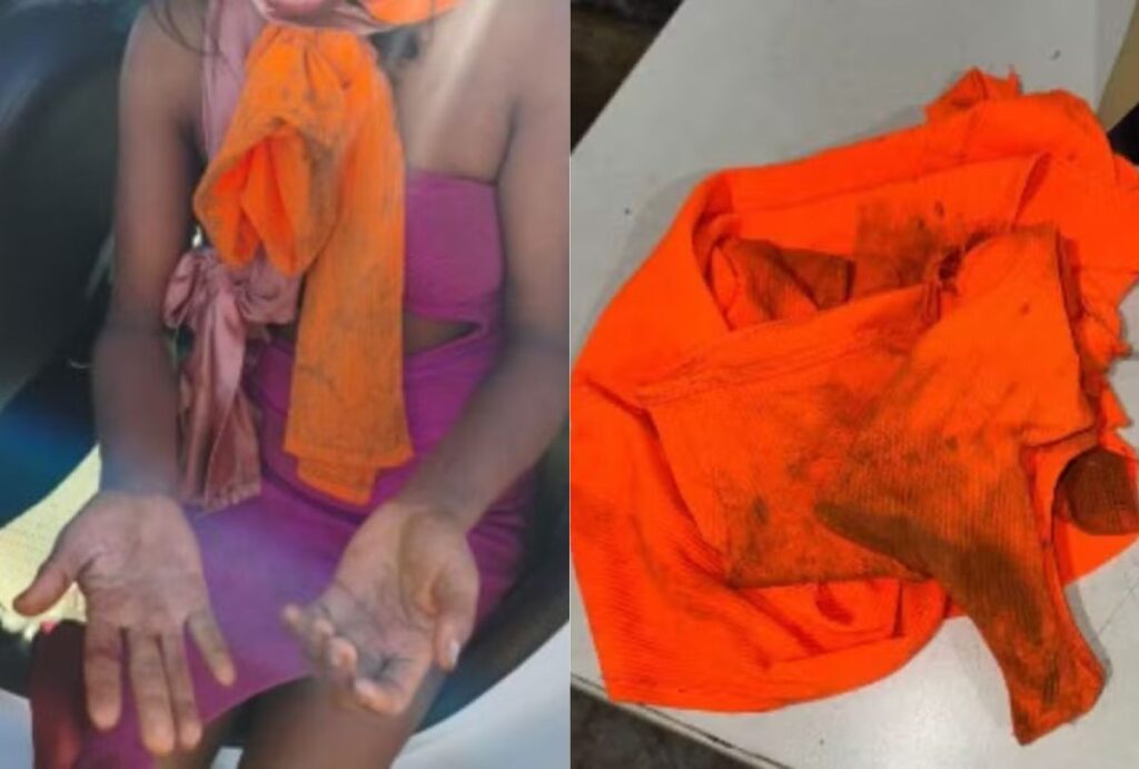 Mulher jogada de ponte