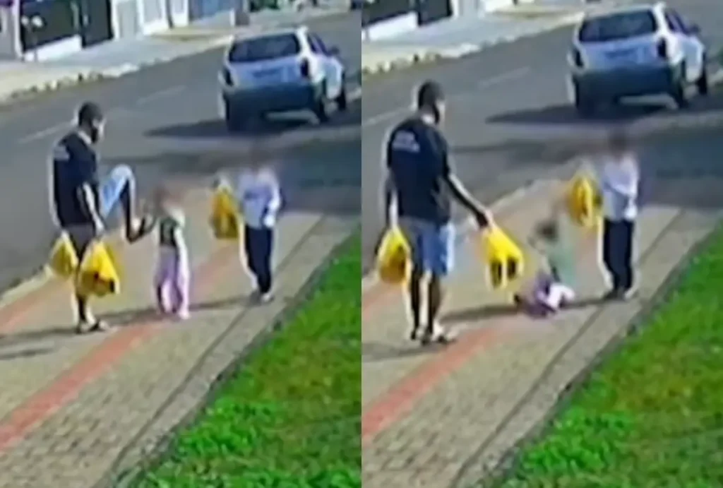 Pai chuta rosto da filha de apenas 3 anos no meio da rua em Francisco Beltrão