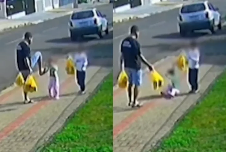Pai chuta rosto da filha de apenas 3 anos no meio da rua em Francisco Beltrão