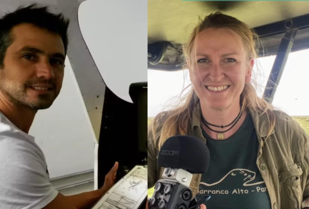 o piloto brasileiro Henrique Martin e a pesquisadora alemã Lydia Möcklinghoff