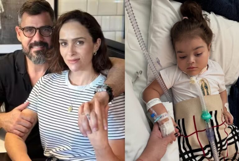 Filha de 4 anos do ator Juliano Cazarré, Maria Guilhermina, é internada em CTI. Leticia Cazarré atualiza estado de saúde e pede orações.