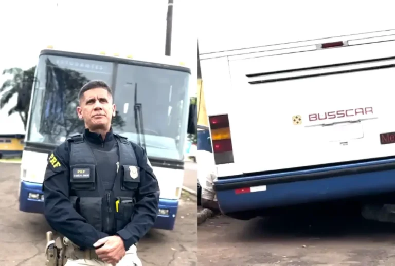 Ônibus torto parado na BR-277