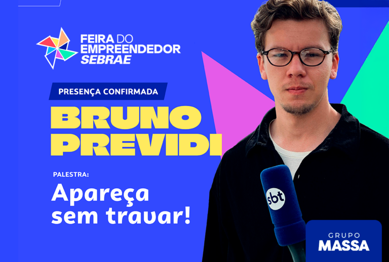 Bruno Previdi, apresentador da Rede Massa, palestra dia 19 na Feira do Sebrae