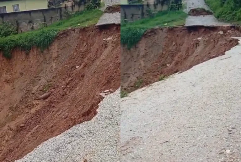 Em Almirante Tamandaré, a Rua Ernestina Pereira da Silva, no bairro Jardim das Oliveiras, foi destruída pela erosão causada pelas tempestades.