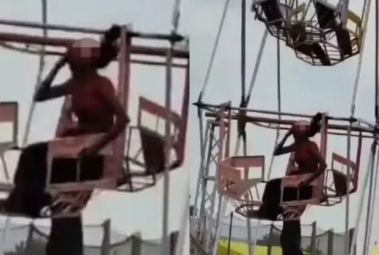 Uma mulher perdeu parte do couro cabeludo após ter o cabelo preso na engrenagem de um brinquedo em um parque de diversões.