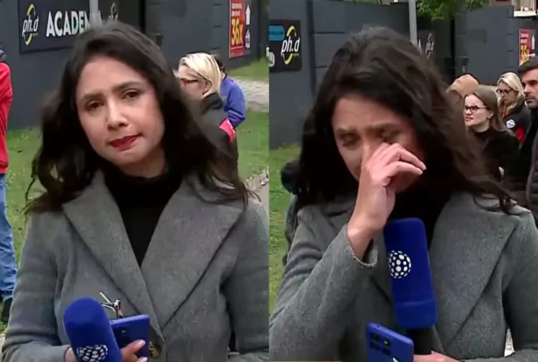A repórter Dayane Teodoro, da Rede Massa | SBT, chorou ao vivo durante uma cobertura em Araucária, na Grande Curitiba, nesta quarta-feira (23).