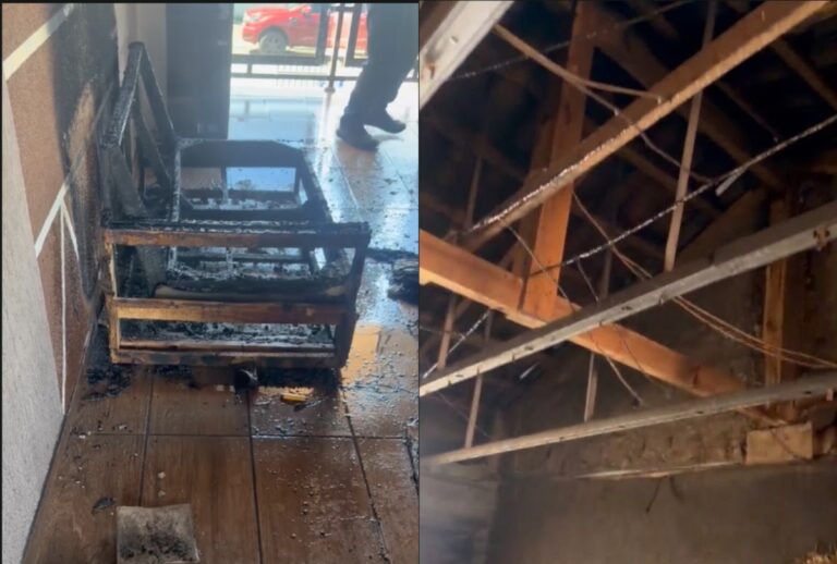 Guardas municipais resgataram um menino de um incêndio em Fazenda Rio Grande, Região Metropolitana de Curitiba. Agentes sofreram queimaduras.