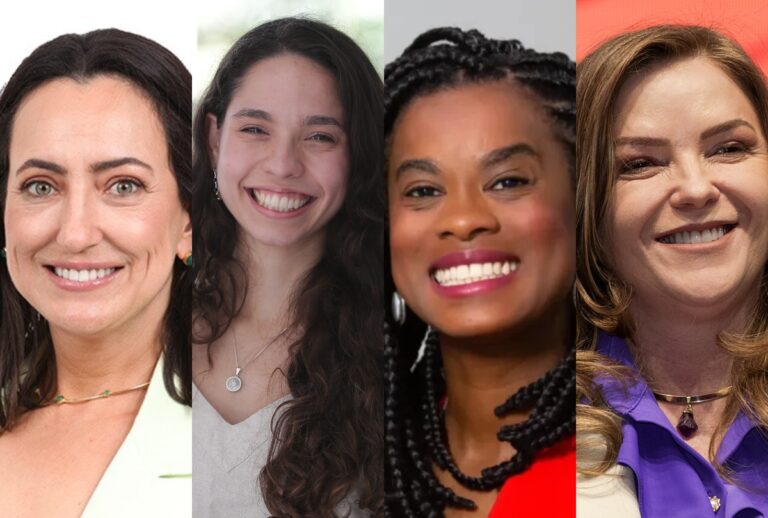 Conheça as quatro mulheres eleitas deputadas federais pelo Paraná: Leandre Dal Ponte, Ana Júlia, Rosângela Moro e Carol Dartora.